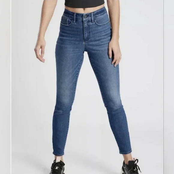 Athleta EUC sculptek high rise skinny jeans in medium wash size 8 - Picture 1 of 7